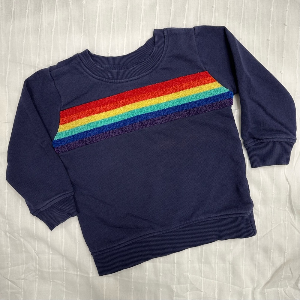 Hanna Andersson rainbow stripe navy sweatshirt